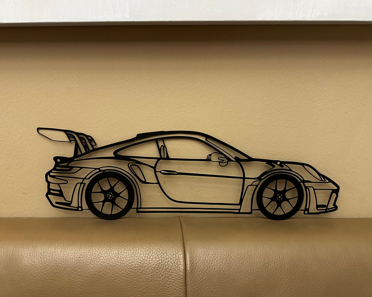 Moderne Metallwandkunst Dekor - 911 Sportwagen Silhouette für Autoenthusiasten, Kreative Drahtdesign-Wohnkultur Hängeskulptur