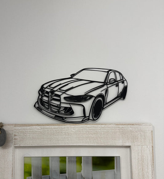 M4 Sportwagen Metallskulptur [Frontansicht]